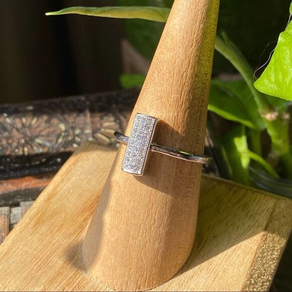 Micro Pave Cubic Zirconia Sterling Silver Ring - Picture 1 of 6
